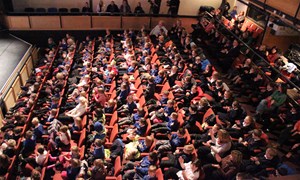 A packed Theatr Brycheiniog, waiting for the show to start